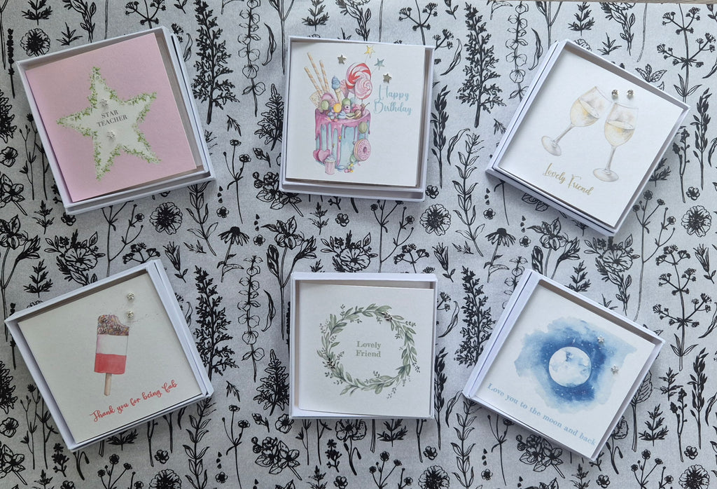 Small Happy Birthday Gift Box- Silver Earrings