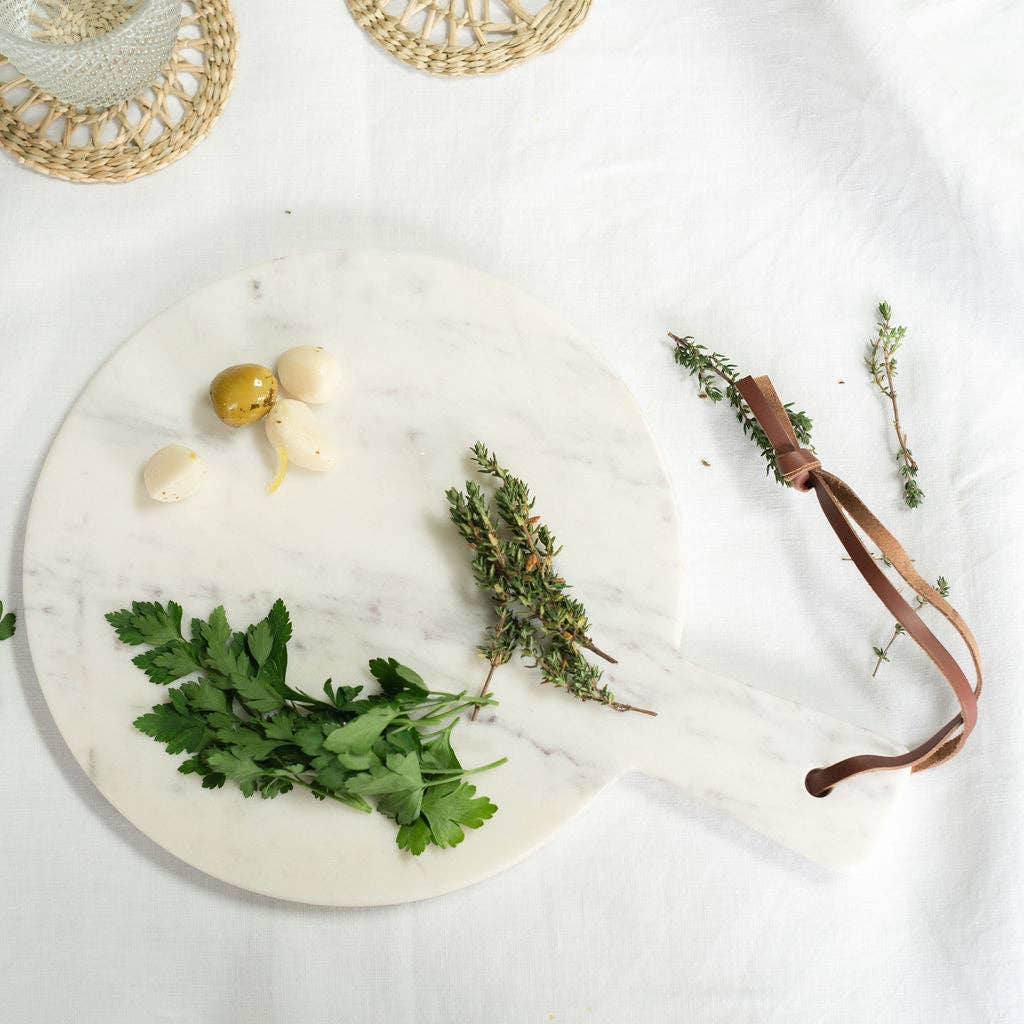 Round Honed White Marble Chopping Board