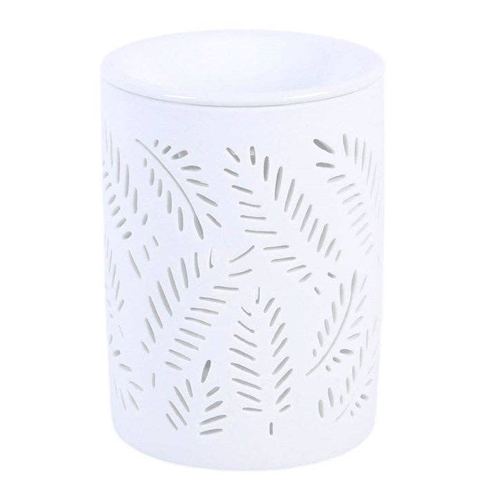 White Leafy Fern Cut Out Oil Burner and Wax Warmer