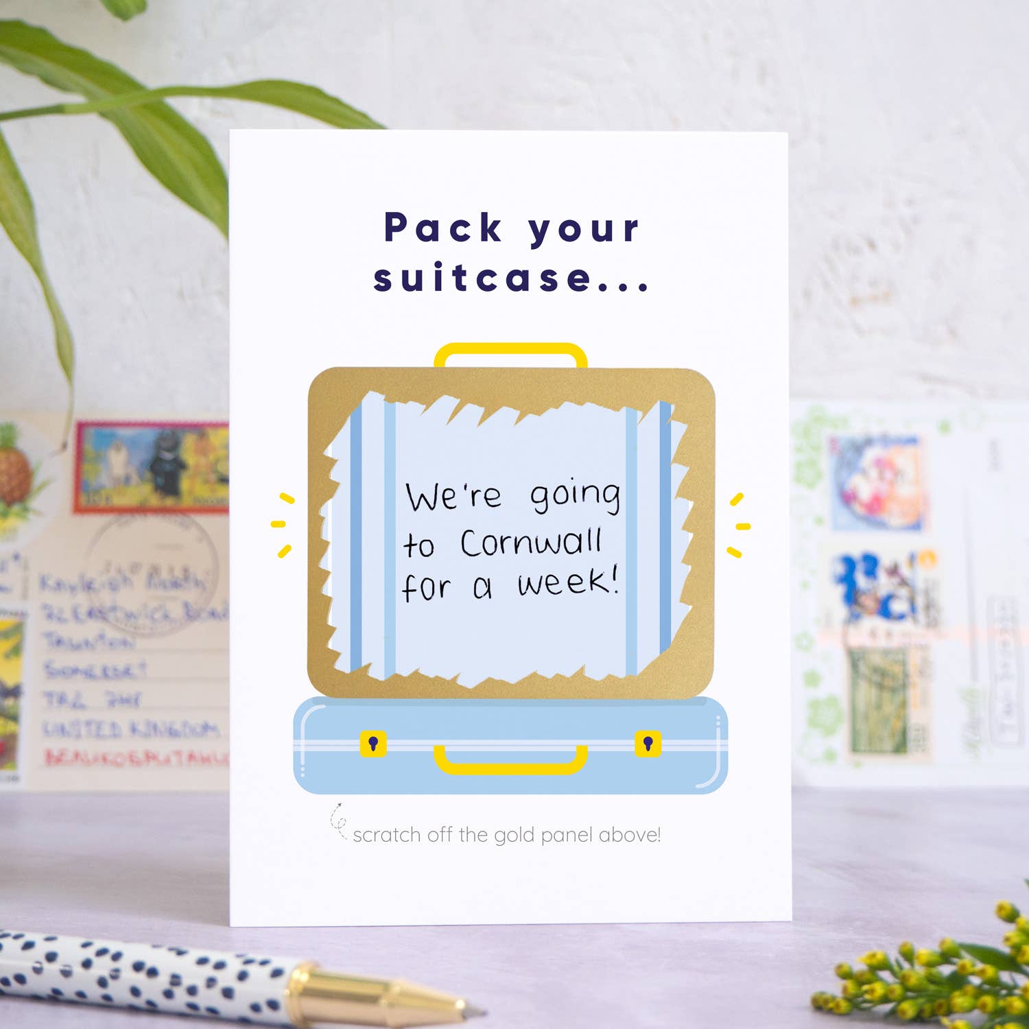 Suitcase Holiday Reveal Scratch Card: Blue