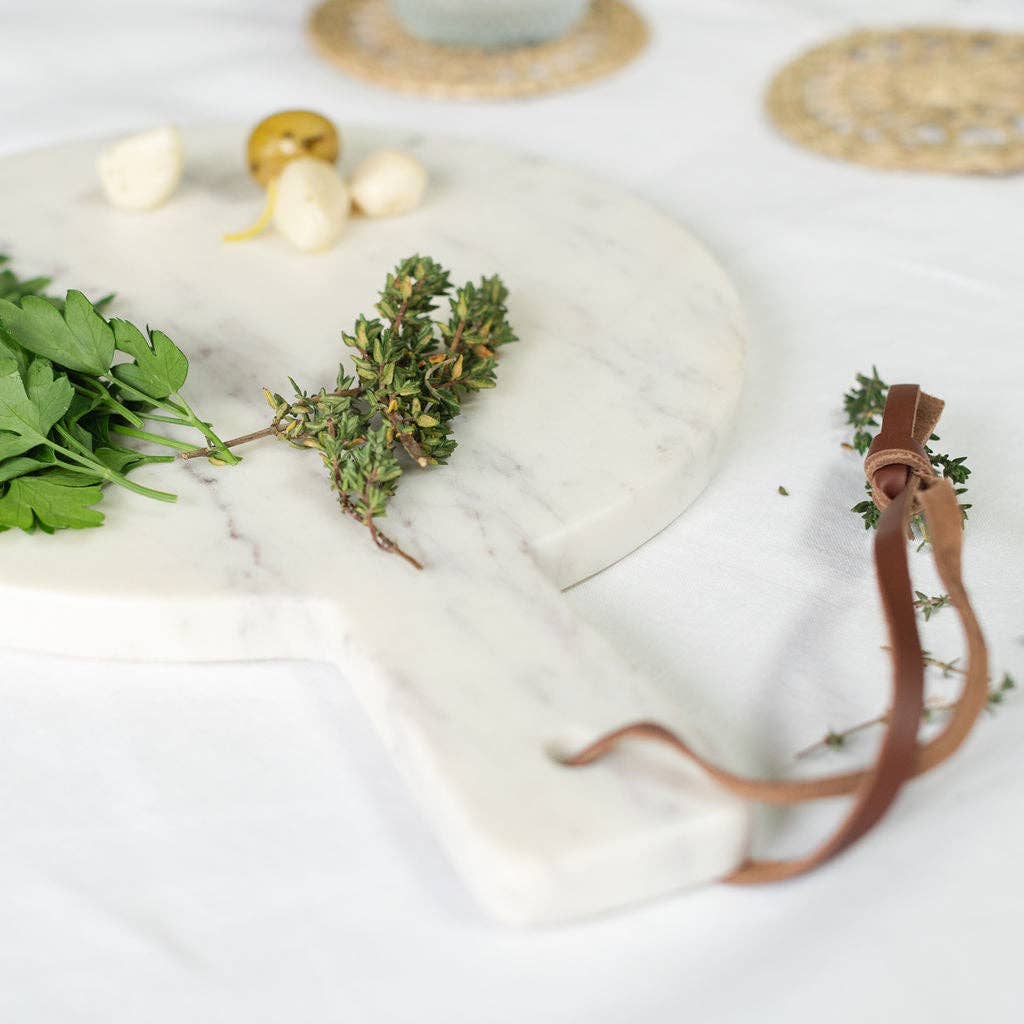 Round Honed White Marble Chopping Board