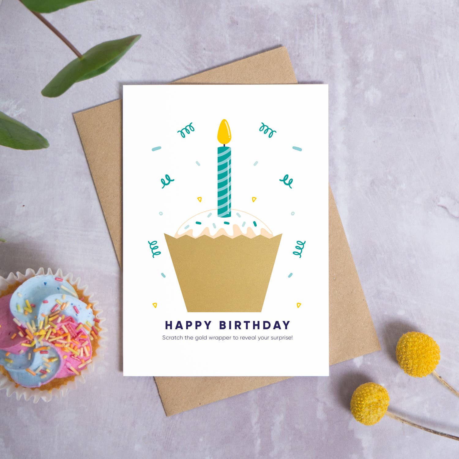 Birthday Cake Scratch Card: Pink