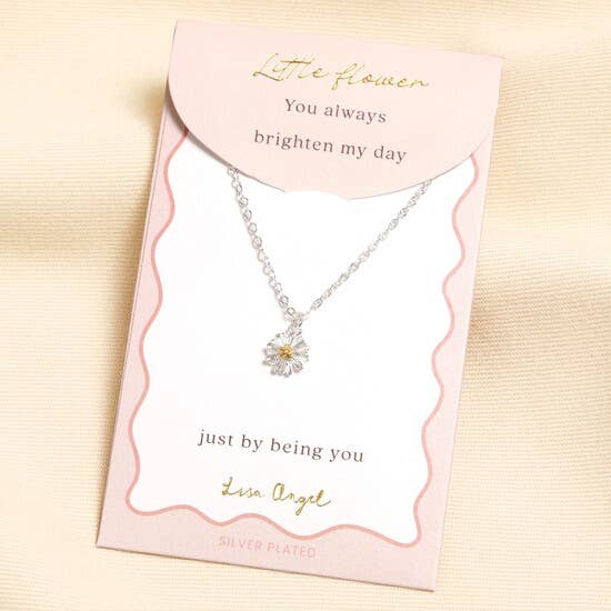 Silver and Gold Daisy Flower Carded Necklace