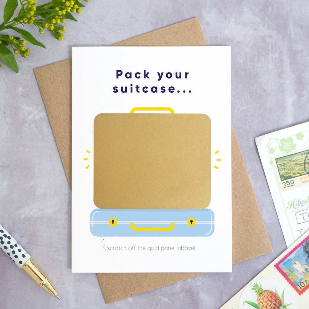 Suitcase Holiday Reveal Scratch Card: Blue