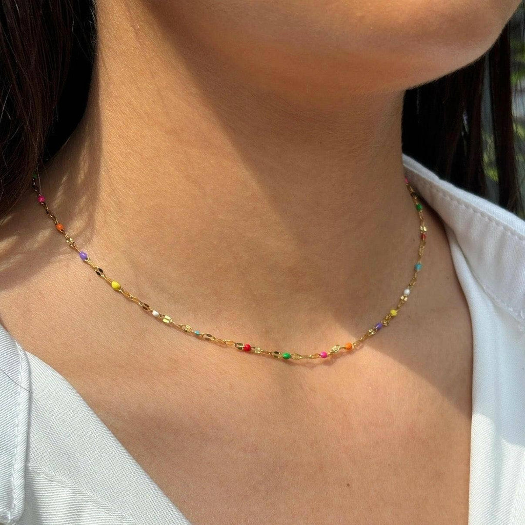 Gold Pendant Necklace – Layered Gold Beaded Necklace Gift Set with Greeting Card