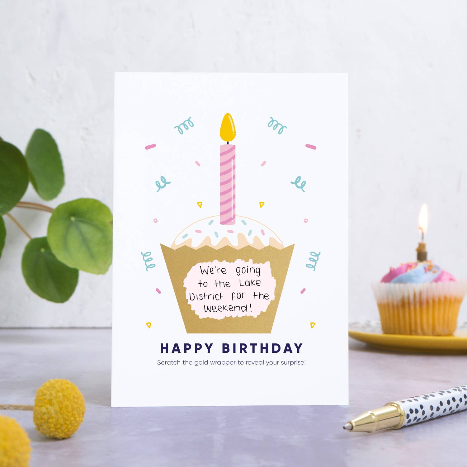 Birthday Cake Scratch Card: Pink