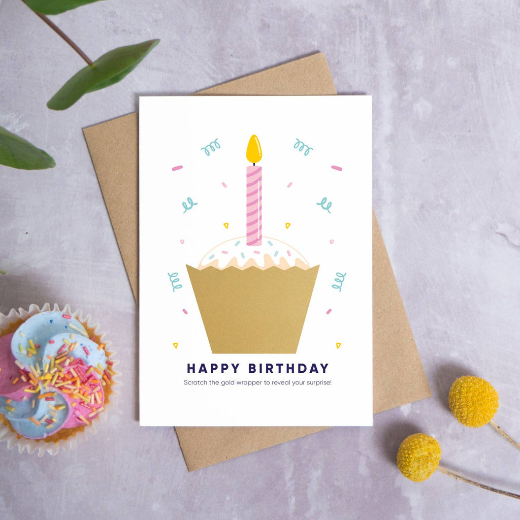Birthday Cake Scratch Card: Pink