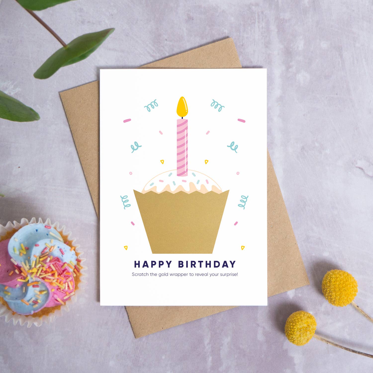 Birthday Cake Scratch Card: Pink