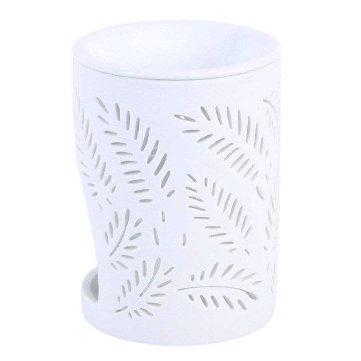 White Leafy Fern Cut Out Oil Burner and Wax Warmer
