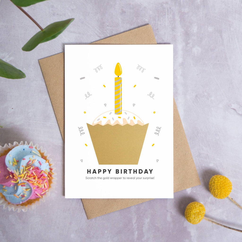 Birthday Cake Scratch Card: Pink