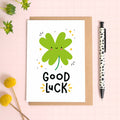 Good Luck Four Leaf Clover Card