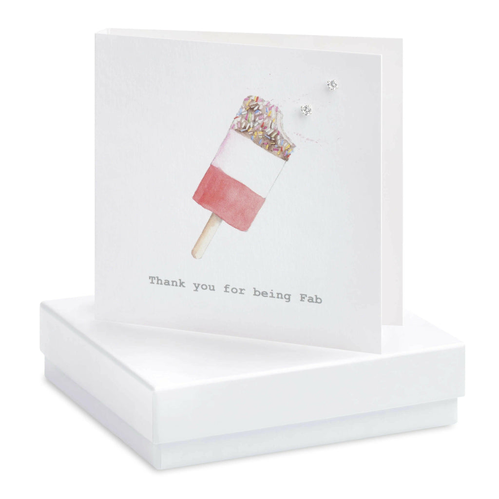 Sterling Silver Stud Earrings – Gift Box Earrings with Thank You Card Set: White