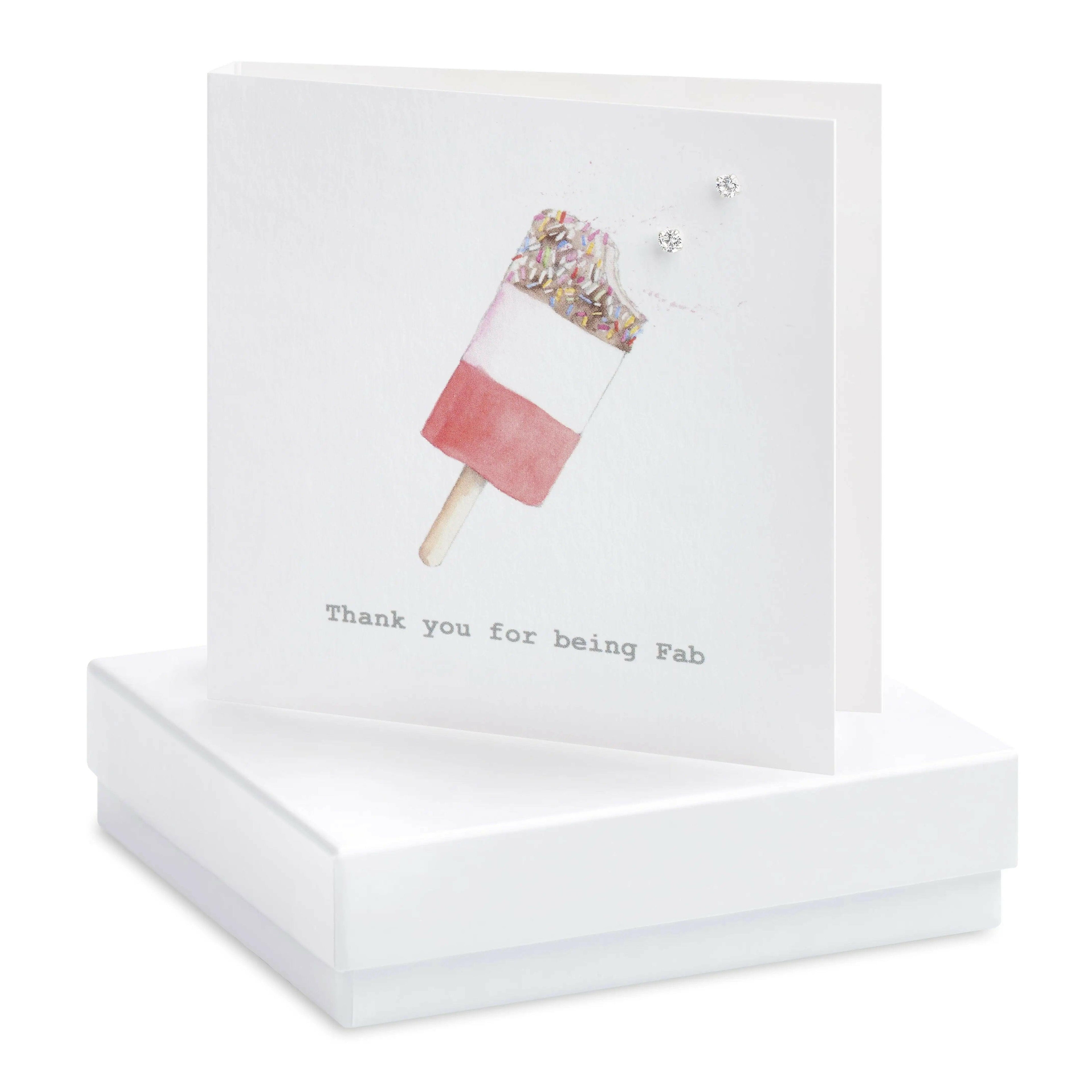Sterling Silver Stud Earrings – Gift Box Earrings with Thank You Card Set: White
