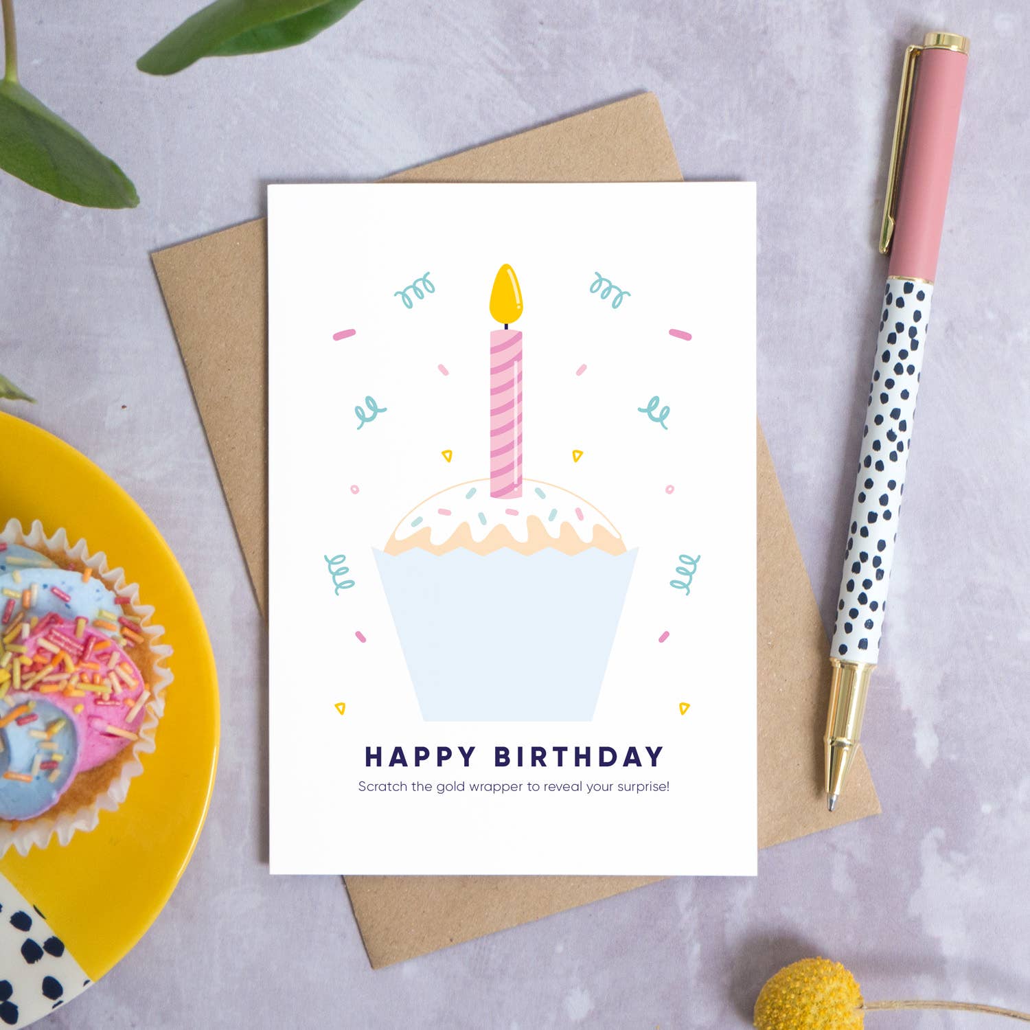 Birthday Cake Scratch Card: Pink