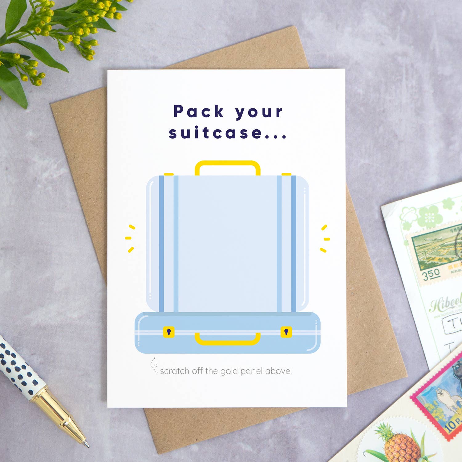 Suitcase Holiday Reveal Scratch Card: Blue