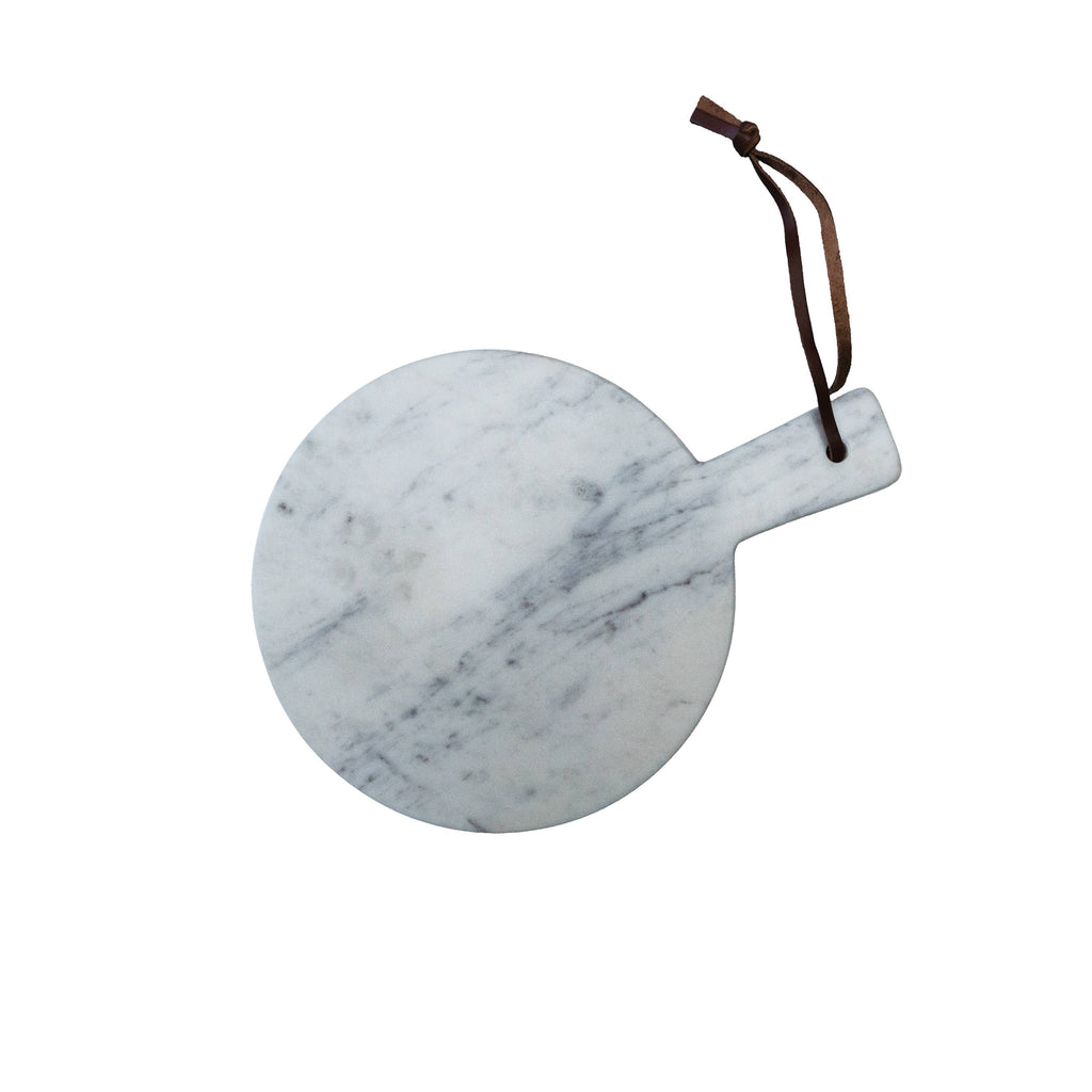Round Honed White Marble Chopping Board
