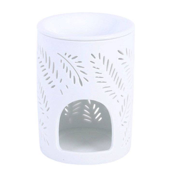 White Leafy Fern Cut Out Oil Burner and Wax Warmer