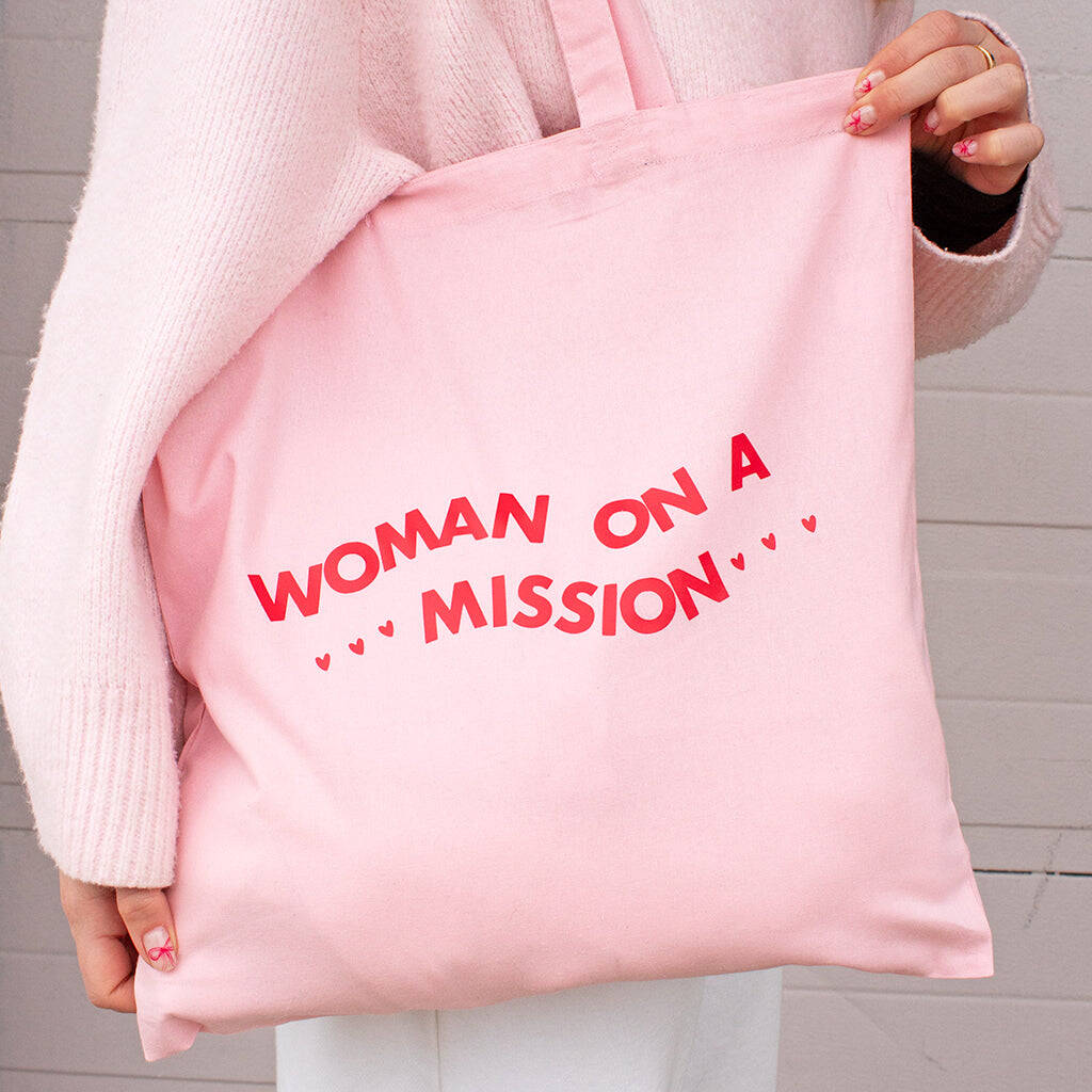 Woman On A Mission Pink Tote Bag