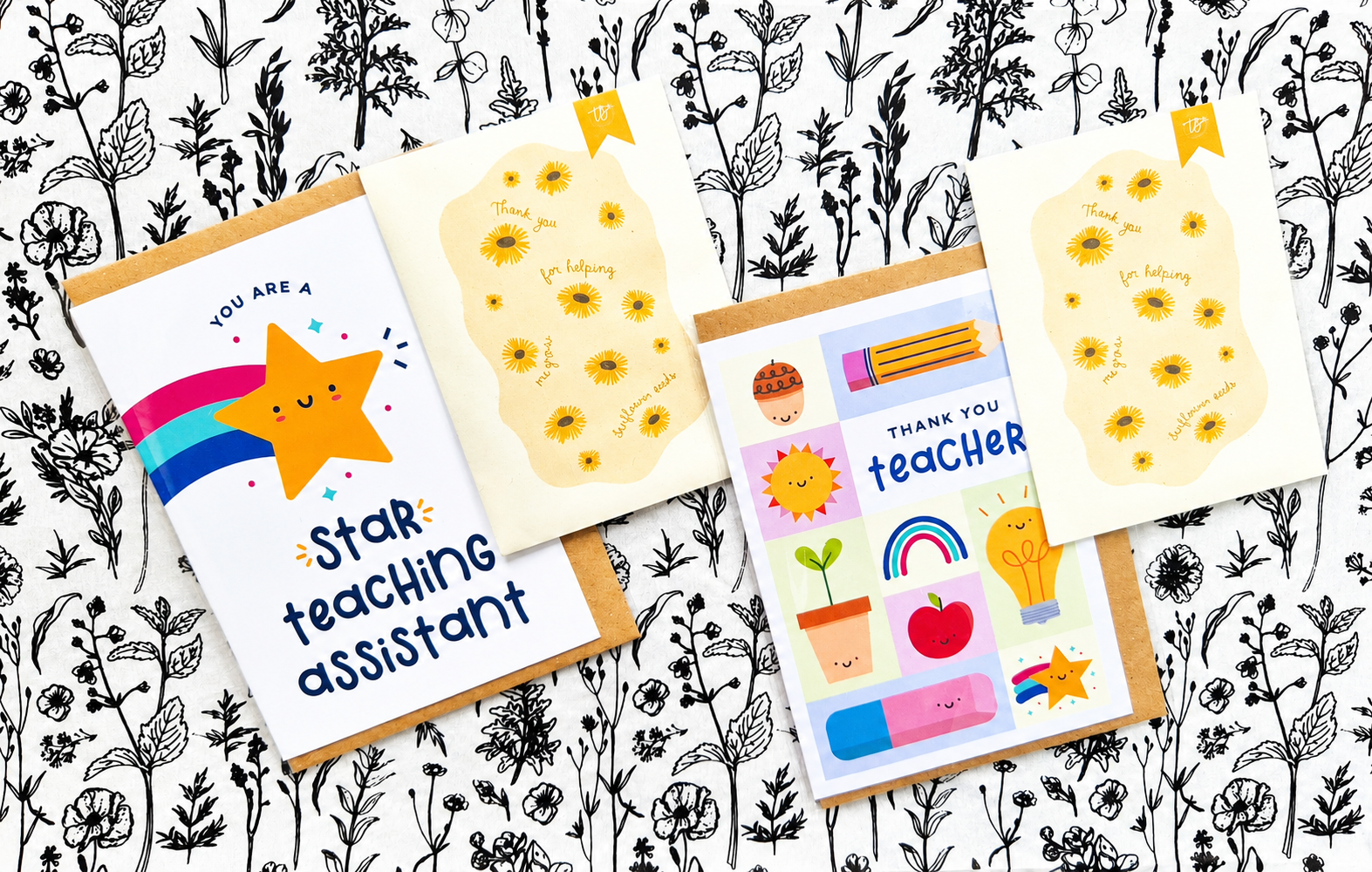 Teacher and Teaching Assistant Cards and Seeds Bundle
